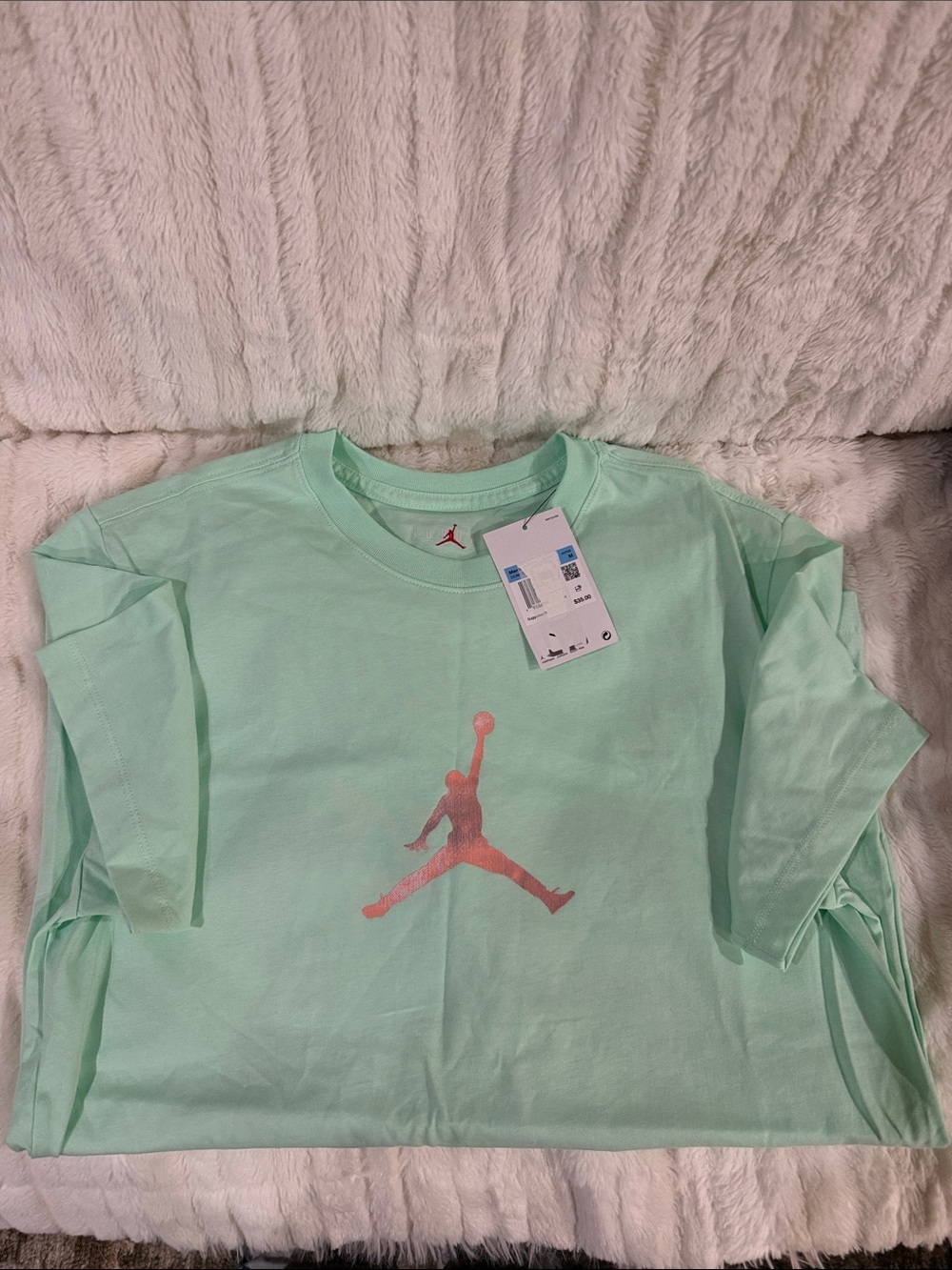 Jordan Mint Green Tee with Pink Jumpman Logo